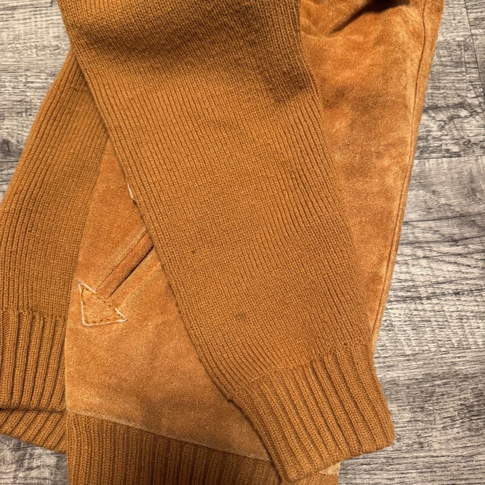 Vintage Windbreaker Cowhide Suede Western Knit Jacket 70s 80s - Picture 9 of 9